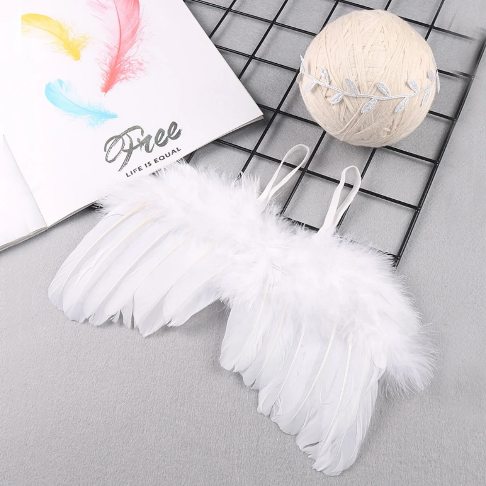 Newborn Photography Props White Angel Wing Baby Photos Props Feather Wing Girls Hair Kids Baby Photography Hair Accessories