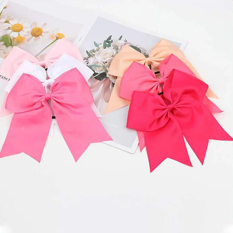 8\'\' Large Elastic Hair Bows Head Rope Bands Grosgrain Ribbon Hair Ties Boutique Bow Tie For Girls Headwear Hair Accessories