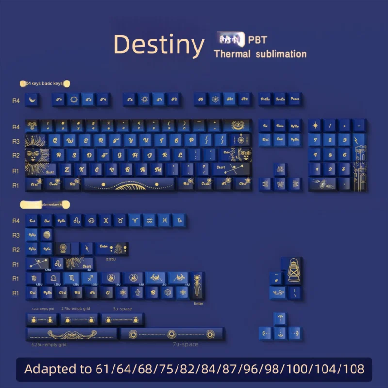 

Destiny Original Theme Key Cap Original Height Five-Sided SublimationPBTComplete Keyboard Keycap Set