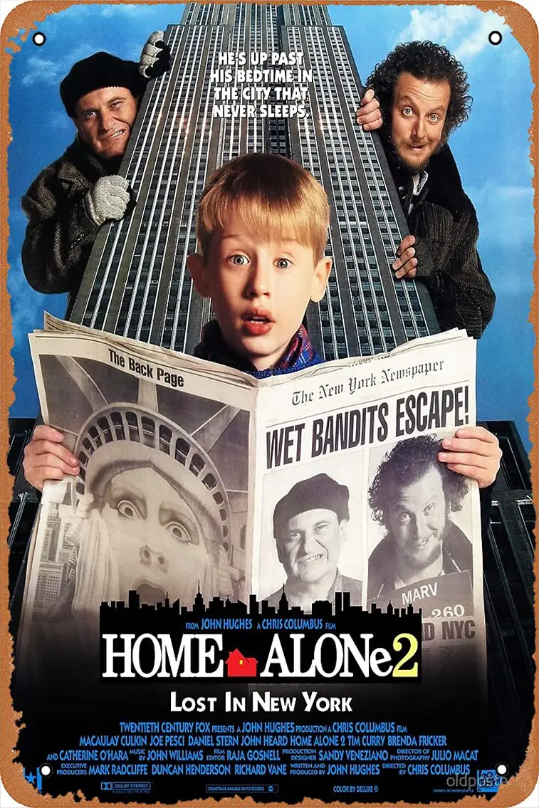 NIUMOWANG Metal Sign - Home Alone 2: Lost in New York Tin Poster 12 X 8 Inches