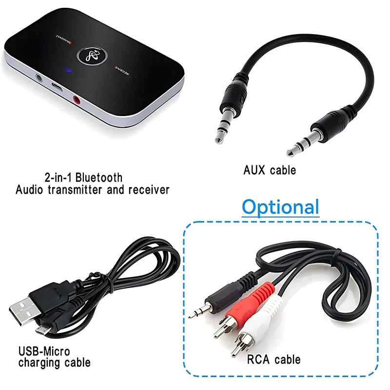 Ricevitore trasmettitore audio Bluetooth 5.3 aggiornato RCA Jack AUX da 3,5 mm Dongle USB Adattatore wireless per musica per cuffie TV per PC per