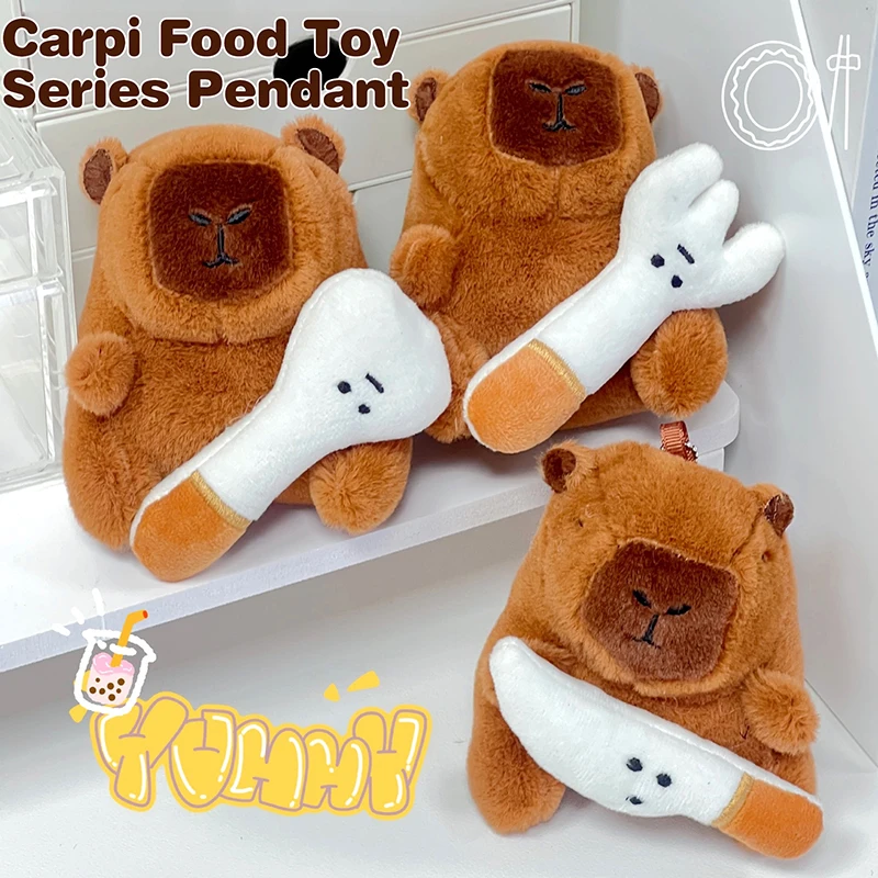 Chef Capybara Plush Toy Keychain Cartoon Soft Stuffed Doll Pendant Car Key Ring Backpack Bag Decor Kid Gift