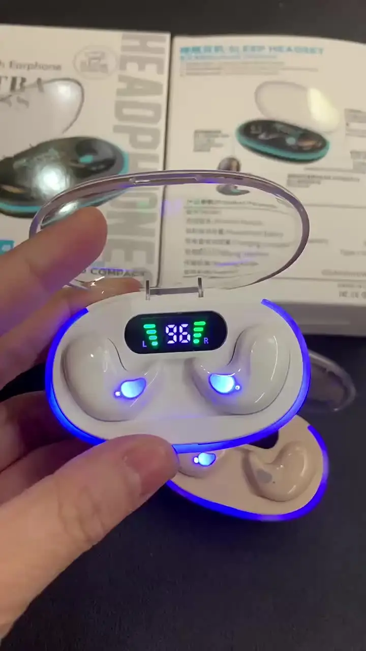X55 スリーピングイヤホン ワイヤレスミニヘッドホン 仕事用 TWS Bluetooth イヤホン ステレオ 隠せるヘッドセット マイク付き HD通話 スポーツ対応