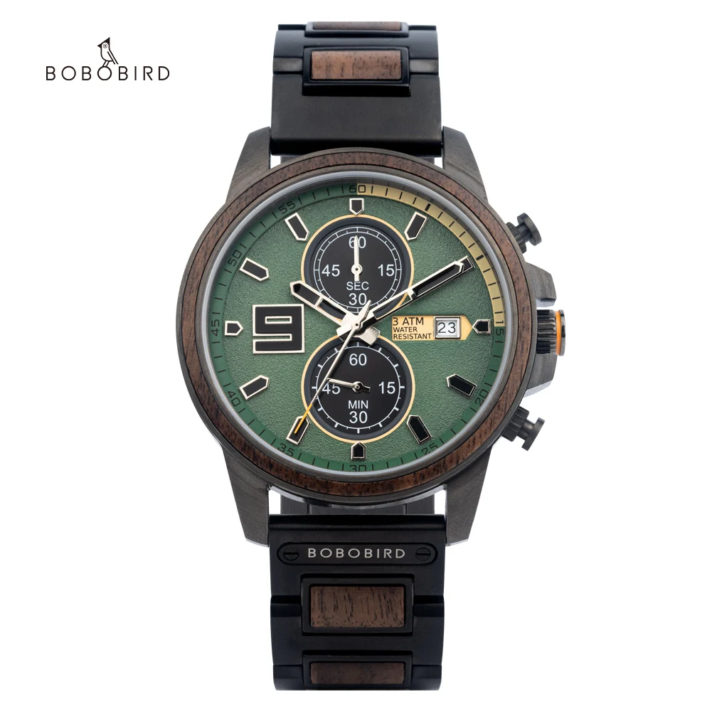 

Wooden Watch for Men BOBO BIRD Luxury Quartz Watches Man Fashion Chronograph Wristwatch SEIKO VD51 Auto Date relogio masculino