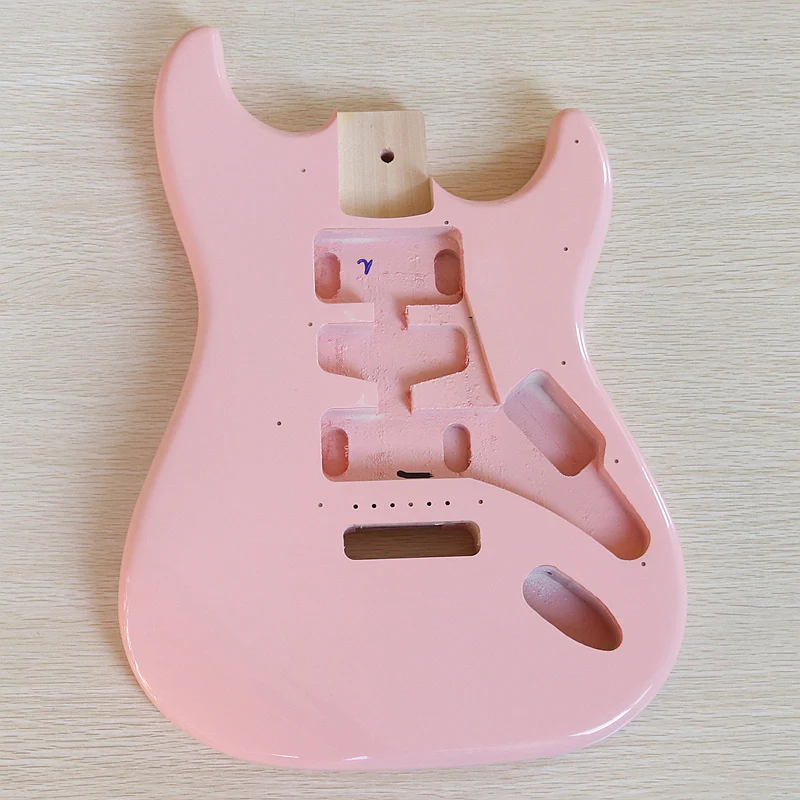 DIY Electric Guitar Barrel Poplar Wood 5.6cm Heel Width High Gloss Guitar Body Component Pink