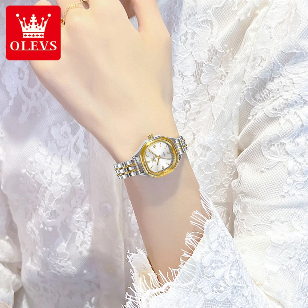 OLEVS Ladies Quartz Watch Classic Business Waterproof Steel Band Wristwatch for Women High Quality Original Brand Luxury Gift