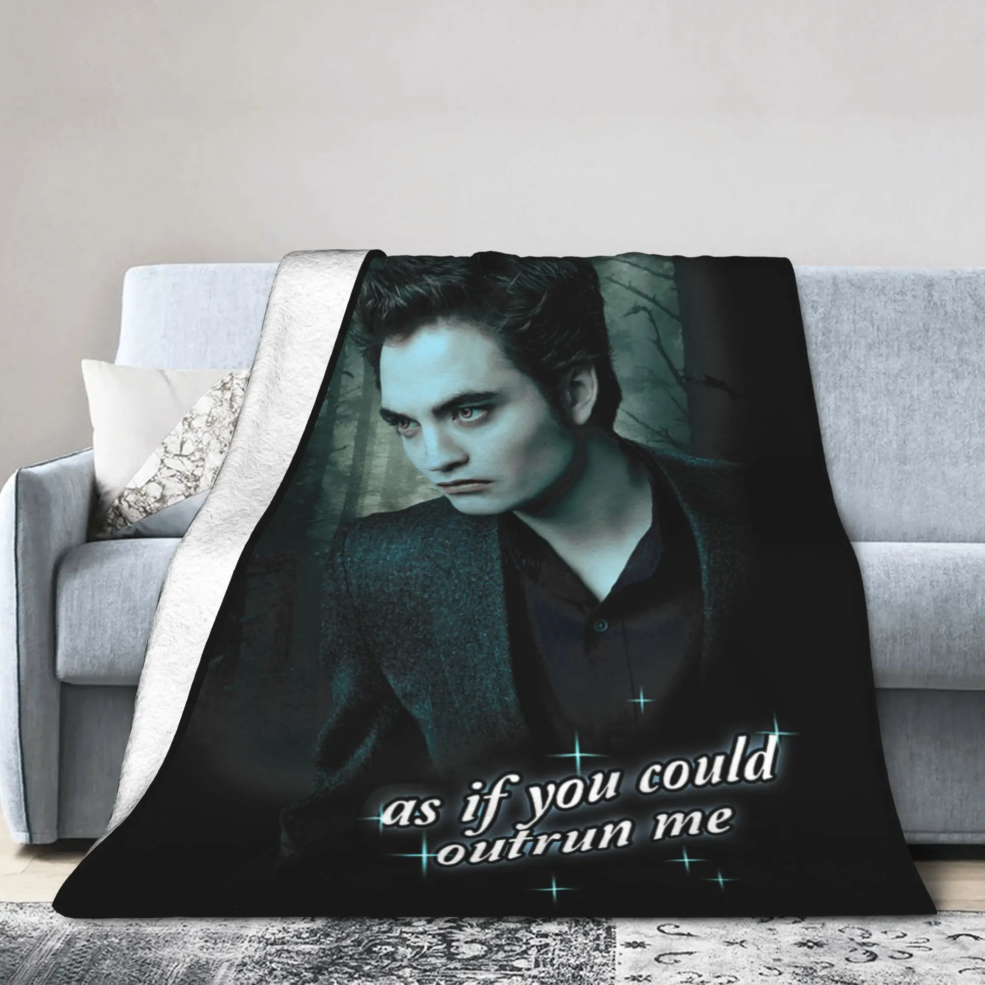 Twilights Vampire Edward Cullen Flannel Throw Blankets Outrun Me Movie for Bedding Knitted Blanket Gift Warm Breathable Throws