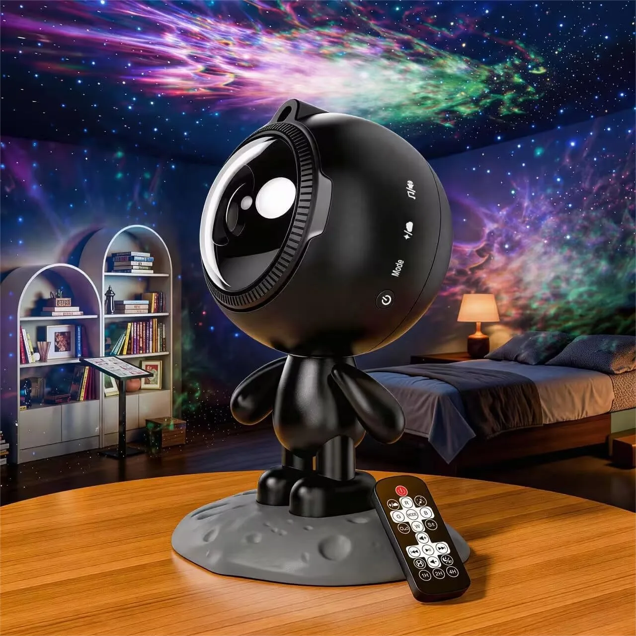 

Проектор-ночник Galaxy с Bluetooth-колонкой, таймером, пультом ДУ, белым шумом, регулируемый, для декора спальни и в качестве подарка