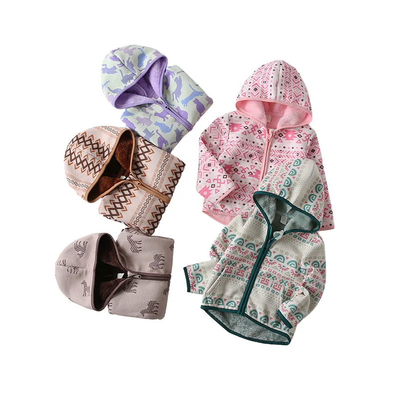 

Warm Fleece Jacket for Kids 2-6T Autumn Winter Outwear Cartoon Print Baby Coat Boys & Girls Children's Clothing New