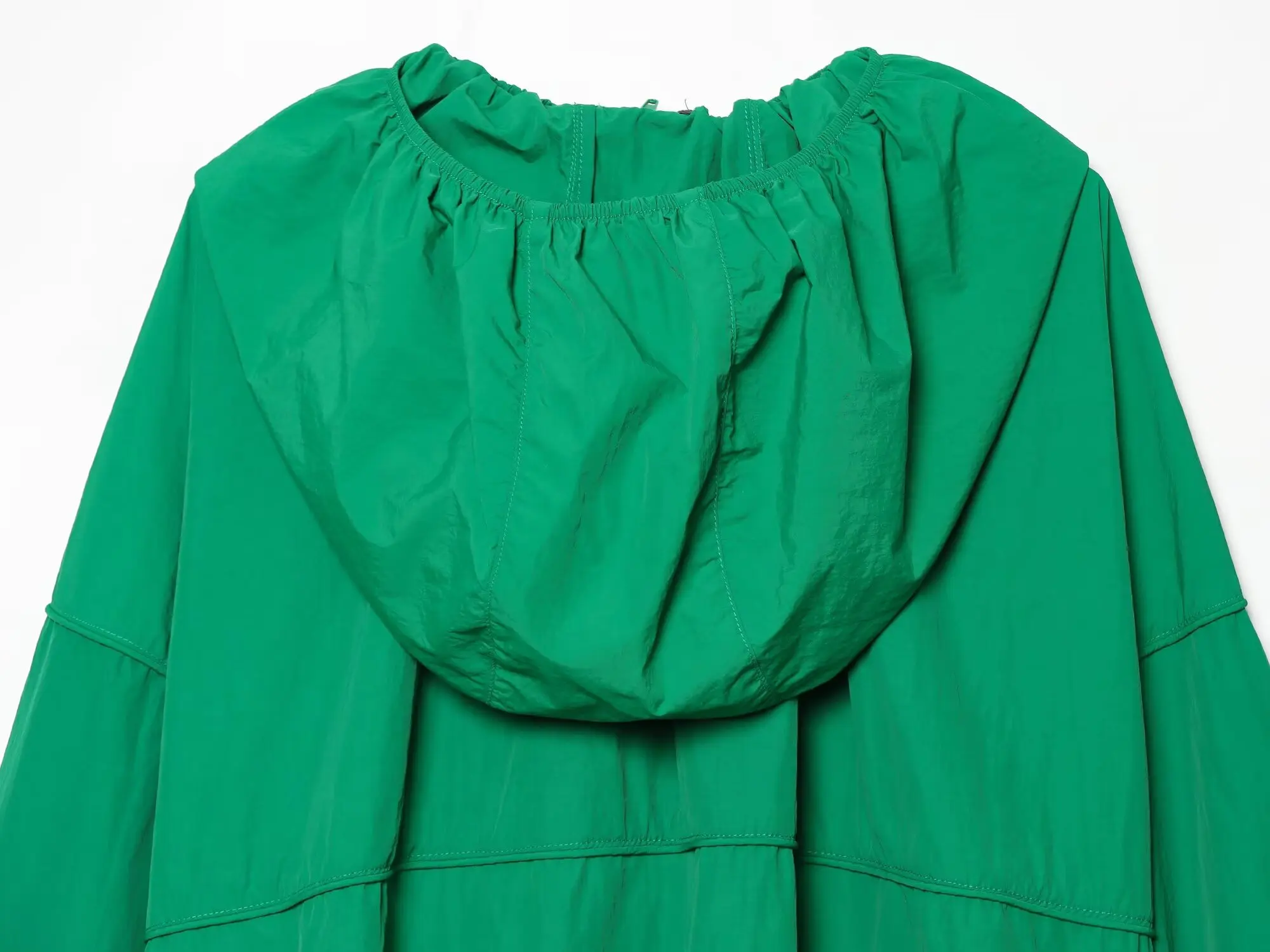 Damen Herbst-Winter Mode Schnür-Mäntel in Grün, Elegante Langarm-Stehkragen-Jacken mit Reißverschluss, Freizeit- und Bürojacken – Detail 10