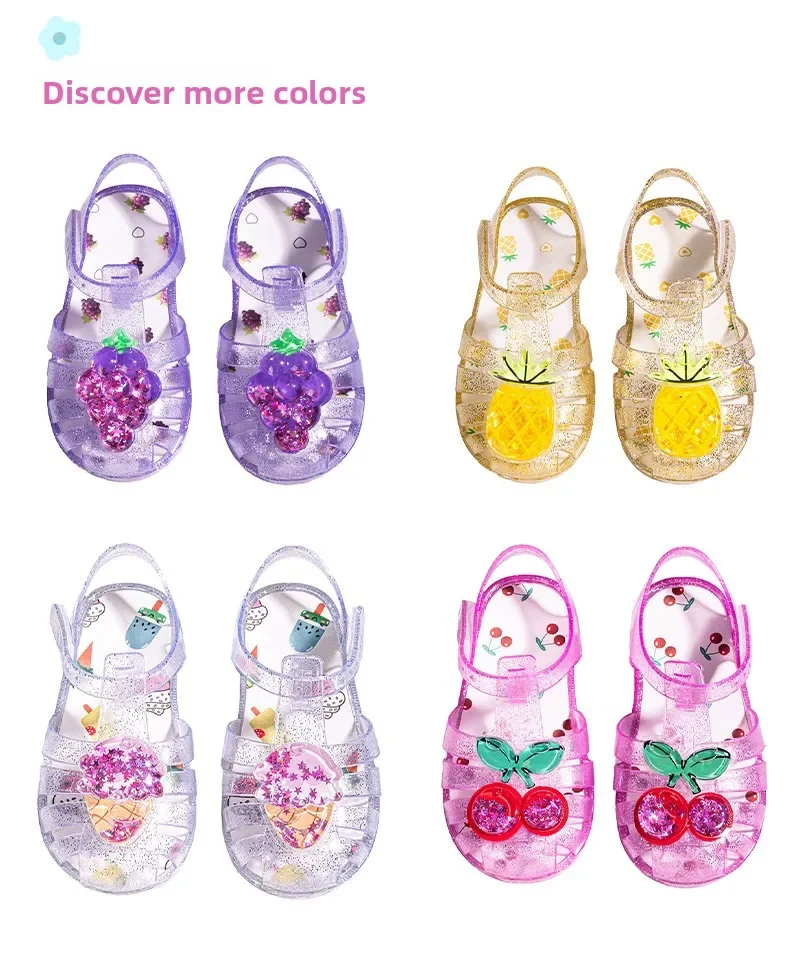 Modische Sommer-Neuheit: Kinder-Jelly-Sandalen, Trendige Süße Strandschuhe, Mädchen-Cartoon-Frucht-Sandalen, Schüler-Kristallschuhe – Detail 8