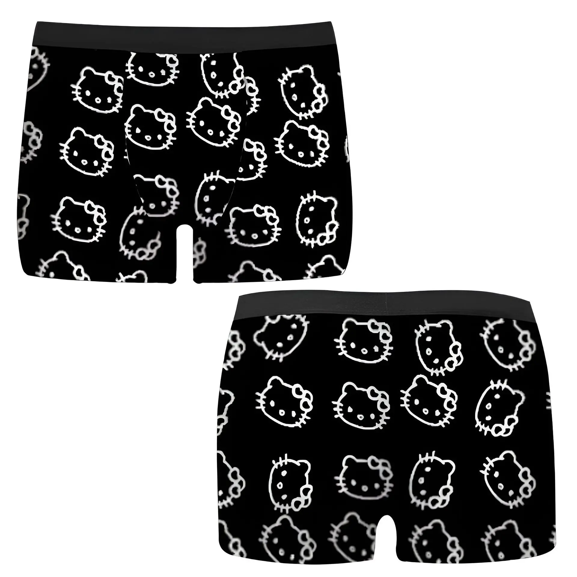 Hello Kitty Kawaii Men's Underwear Fashion Breathable Milk Silk Boxer Briefs Boys Soft Sexy High Stretch Shorts Panties S-3XL