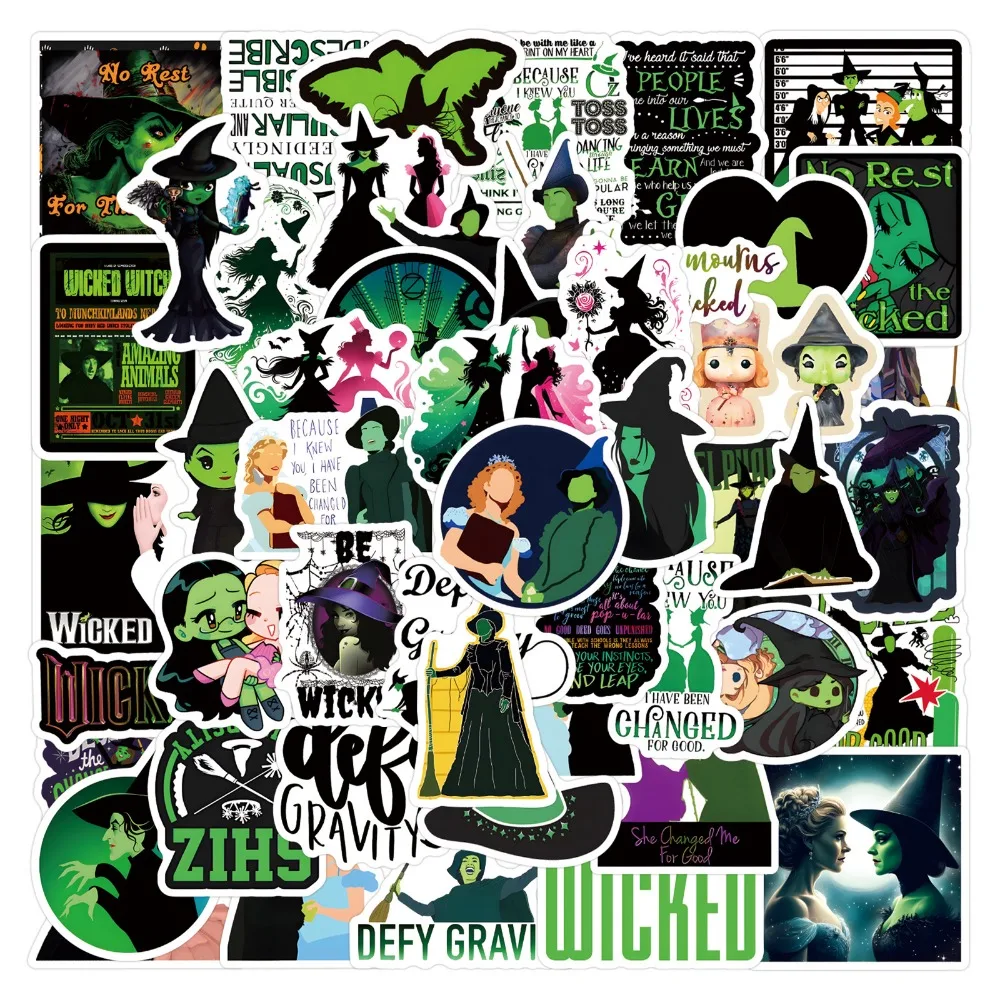 10/55Pcs Hot Film Wicked Wicked Part One Stickers Evil Witch Patterns DIY Decoration for Scooter Desktop Phone Cases Skateboard