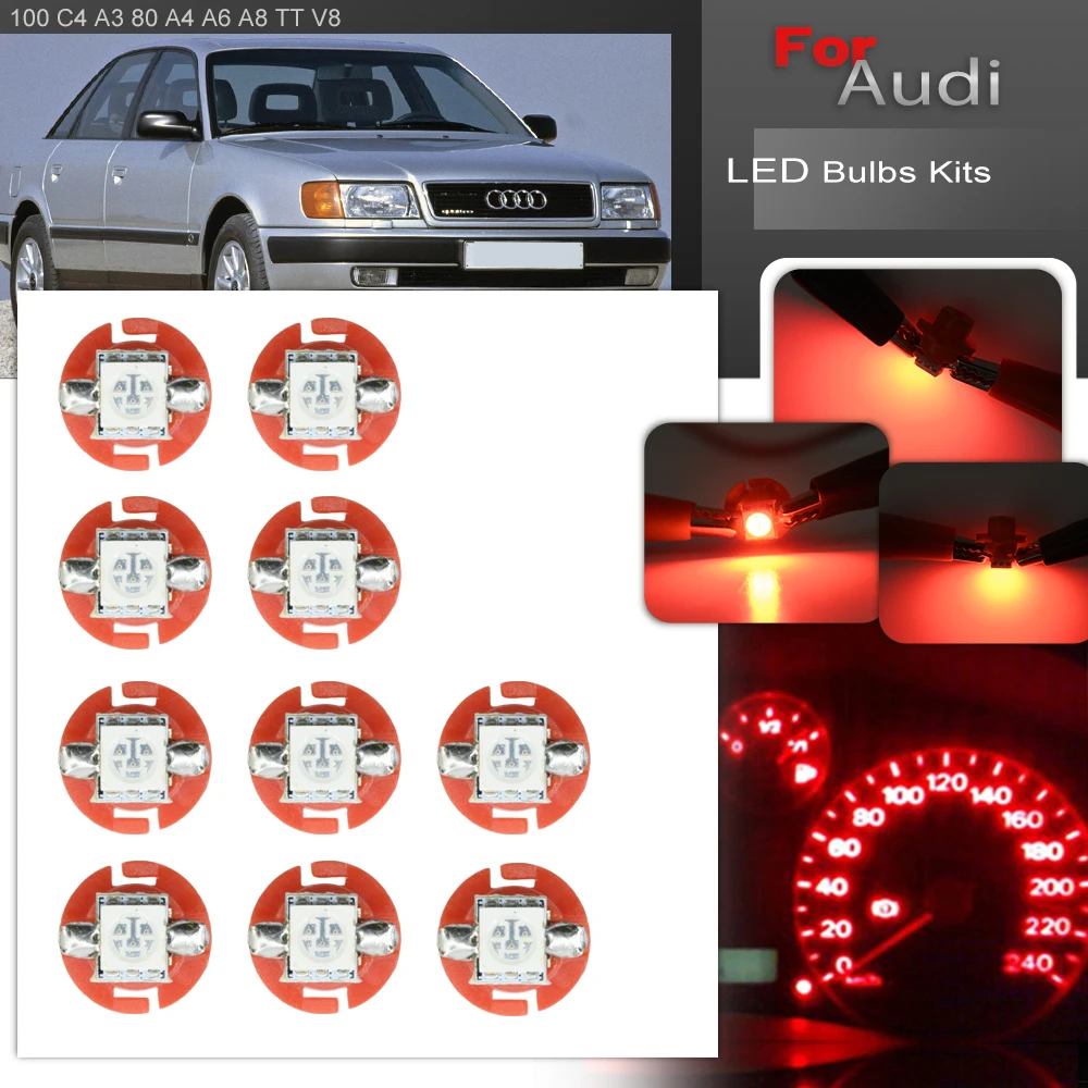 For Audi 100 C4 80 B8 A3 8L A4 B5 A8 D2 Coupe B3 TT 8N V8 White/Red/Yellow/Blue/Green Led Instrument Panel Gauge Light Bulbs