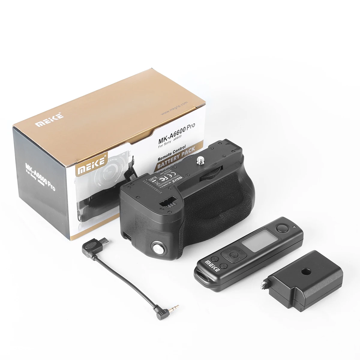 Meike MK-A6600 PRO Vertikaler Schießbatteriegriff für Sony A6600 Kamera, integrierte 2,4-G-LCD-Timer-Fernbedienung