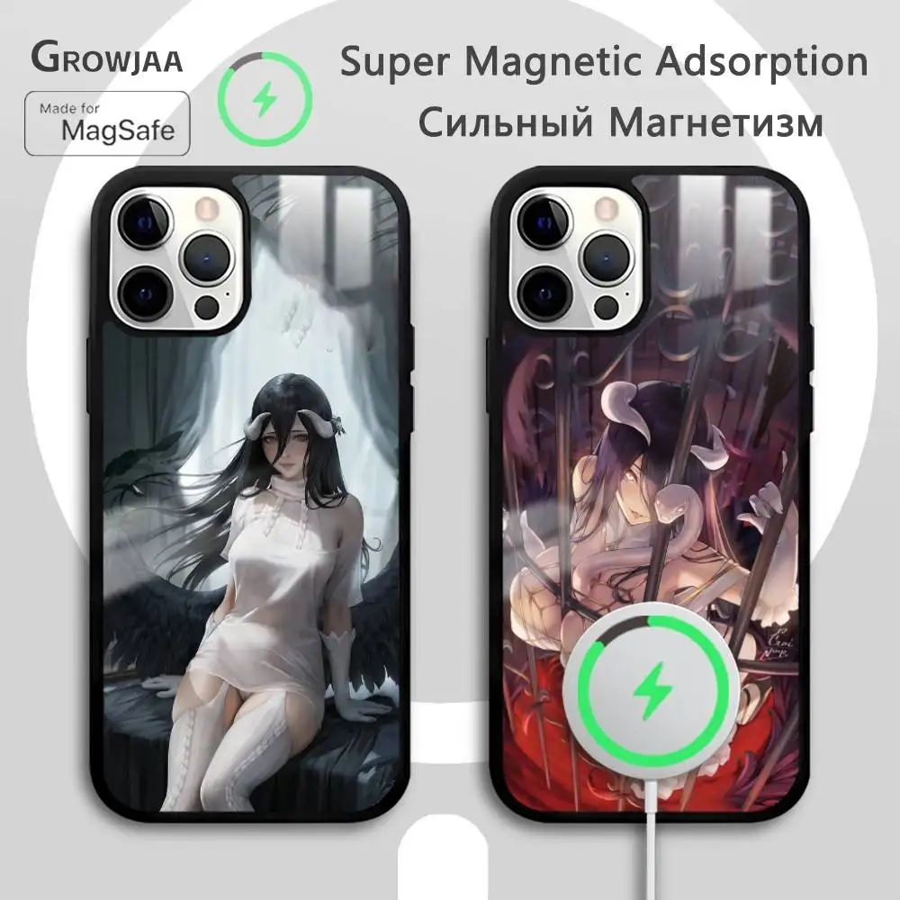 

Cute Anime A-Albedo Overlord Phone Case For IPhone 17 16 15 14 13 12 11 Pro Max Plus Mini Magsafe Mirror Wireless Magnetic Funda