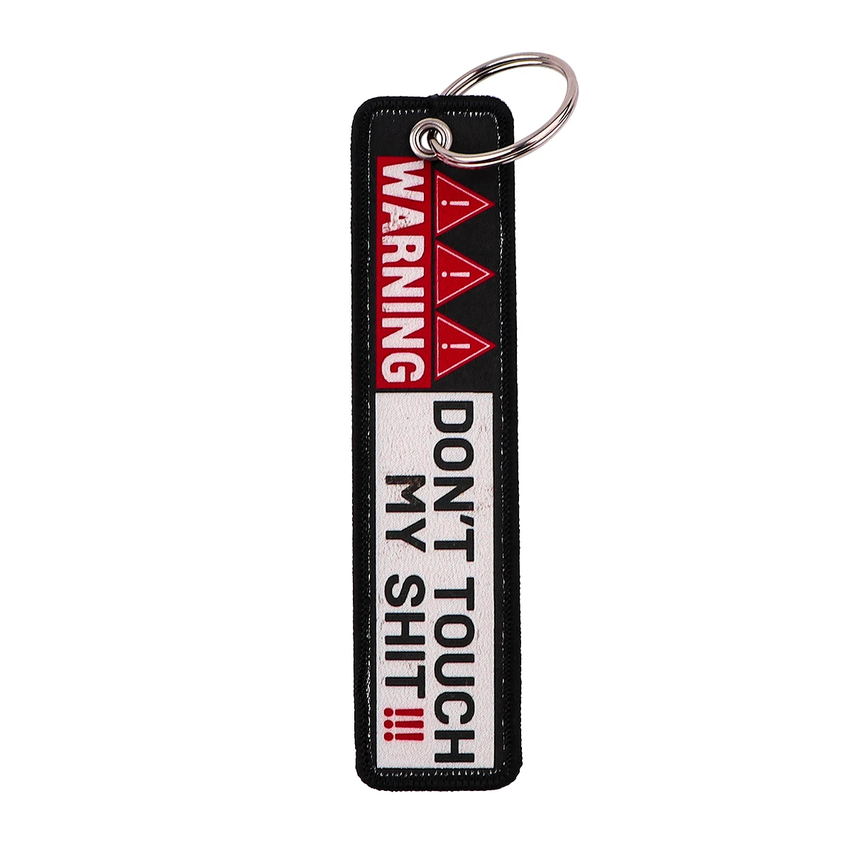 Warning Sign Embroidery Key Fobs Funny Key Tags Keychain For Motorcycles Cars Key Ring Accessories Chaveiro Jewelry Gifts