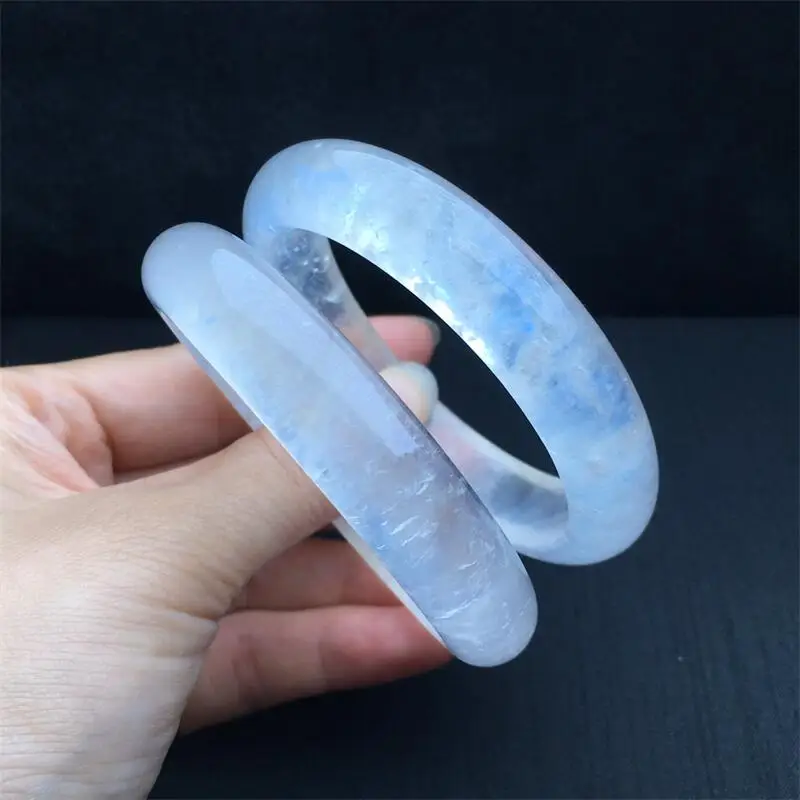 Natural Blue Moon Stone Bangle Crystal Reiki Healing High Quality Gemstone Fashion Children Jewelry Gift 1pcs 56-59MM