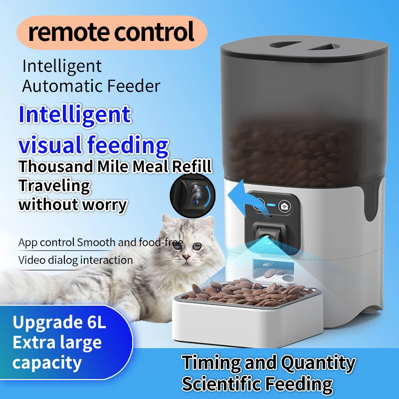 Cat and dog automatic feeder cat pet intelligent timed quantitative feeder cat food dog food feeder can video