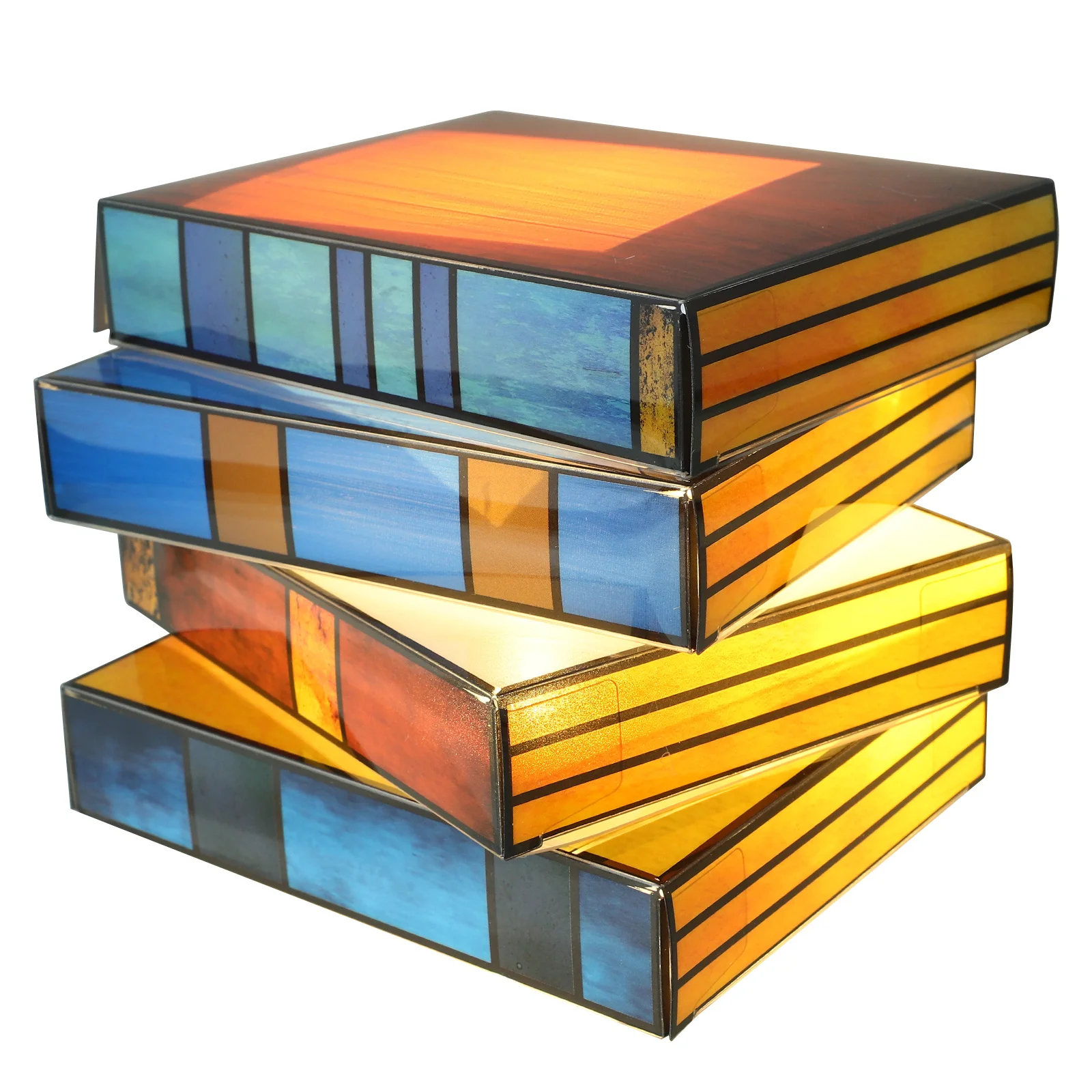 مصباح كتاب من الزجاج الملون، كتب مكدسة، مصباح طاولة مزخرف، منضدة للقراءة، ضوء غرفة النوم والمكتب، هدية