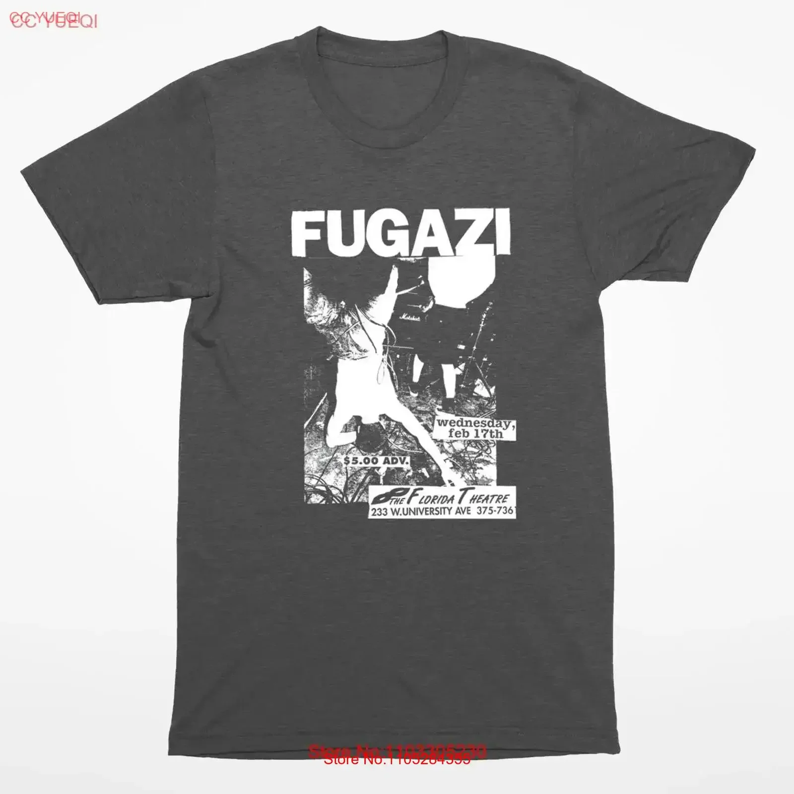 VINTAGE FEEL Fugazi 1993 Merch T-Shirt in verblasstem Grau, Rockband-T-Shirt 101459GG, Vintage Washed Streetwear-Grafik, Herren, Unisex
