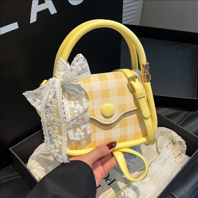 

2025 Новая модная универсальная сумка-тоут, популярная маленькая квадратная сумка, стильная клетчатая сумка через плечо для женщин, дизайнерские роскошные сумки для женщин