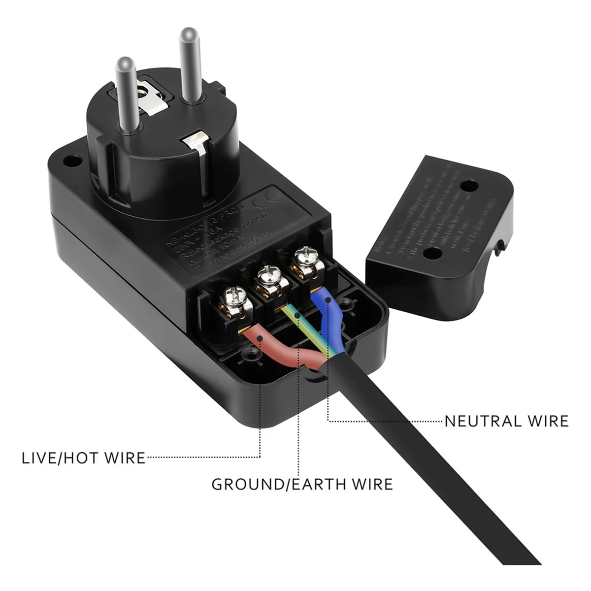 FI Circuit Breaker Personal Protection Plug Replacement Plug 10mA Residual Current Circuit Breaker 16Amp EU Plug XT