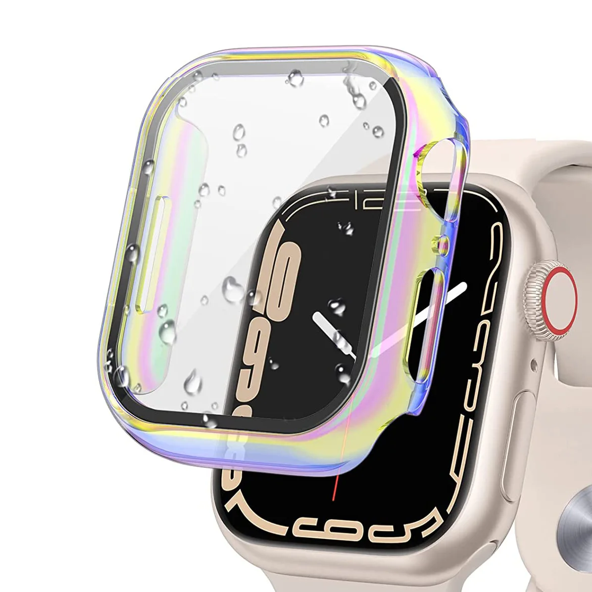 NEW PC Colorful Watch Case Built-in Tempered Glass for Apple Watch 45mm 40mm 44mm 41mm IWatch Series 9 8 7 6 SE 5 Coverage Cover