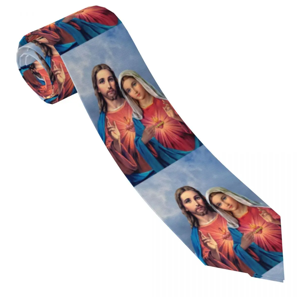 Custom Sacred And Immaculate Hearts Necktie Mens Mens Suit Tie Catholic Jesus and Mary For Thanksgiving Day