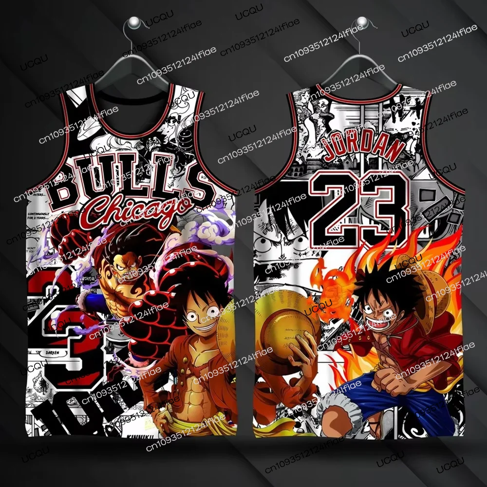 2026 nuevo diseño Anime One Piece Luffy Edición especial Jordan 23 camiseta de baloncesto niños chaleco de baloncesto hombres ropa deportiva de baloncesto