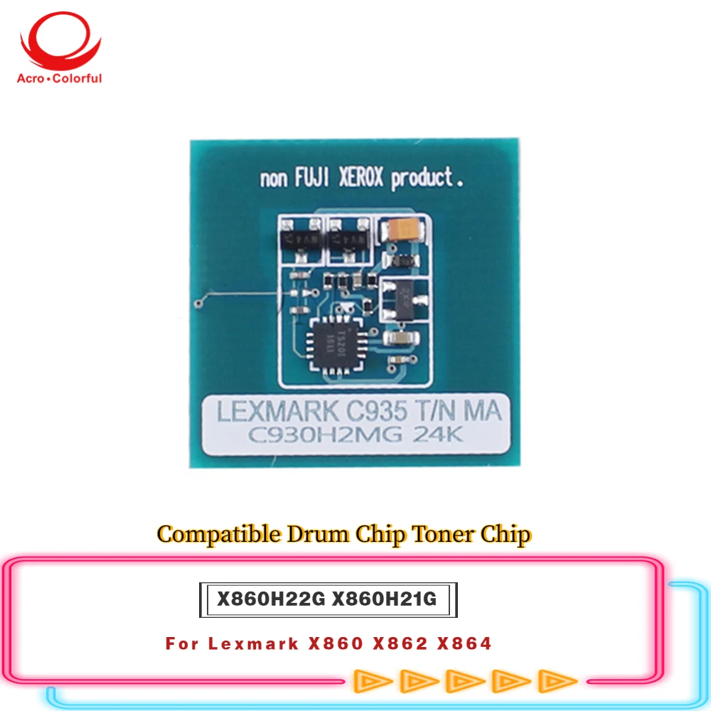 Chip de tóner Compatible X860H21G Chip de tambor X860H22G para Lexmark X860 X862 X864 Chip de reinicio de cartucho de impresora láser 60K 35K
