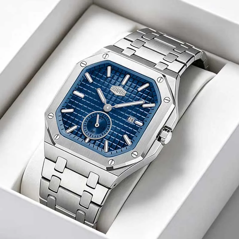 

HEROFORCE Luxury Brand Man Watch Sports Waterproof Luminous Date Men Wristwatch Square Dial Quartz Men's Watches High Quality