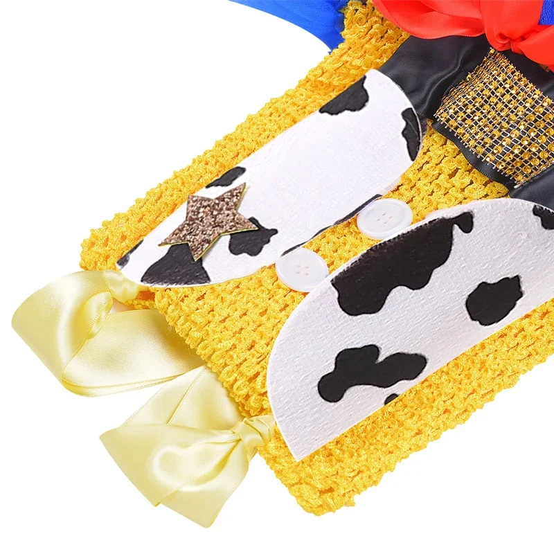 Mädchen Western-Ranch-Stil Trägerkleid mit Tüllrock-Set, Kuh-Print-Kleid, Kinder-Halloween-Kostüm Geburtstagskleid – Detail 7