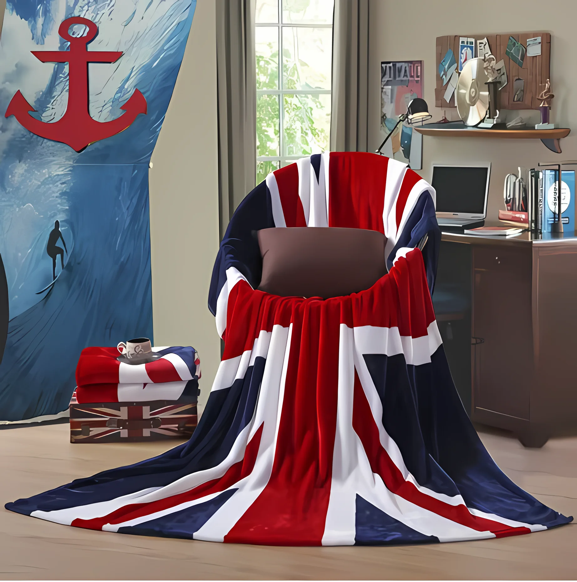 American Flag Print blankets Warm and plush throw for sofas, sofas, cars, and travel  Soft machine-washed English style blankets