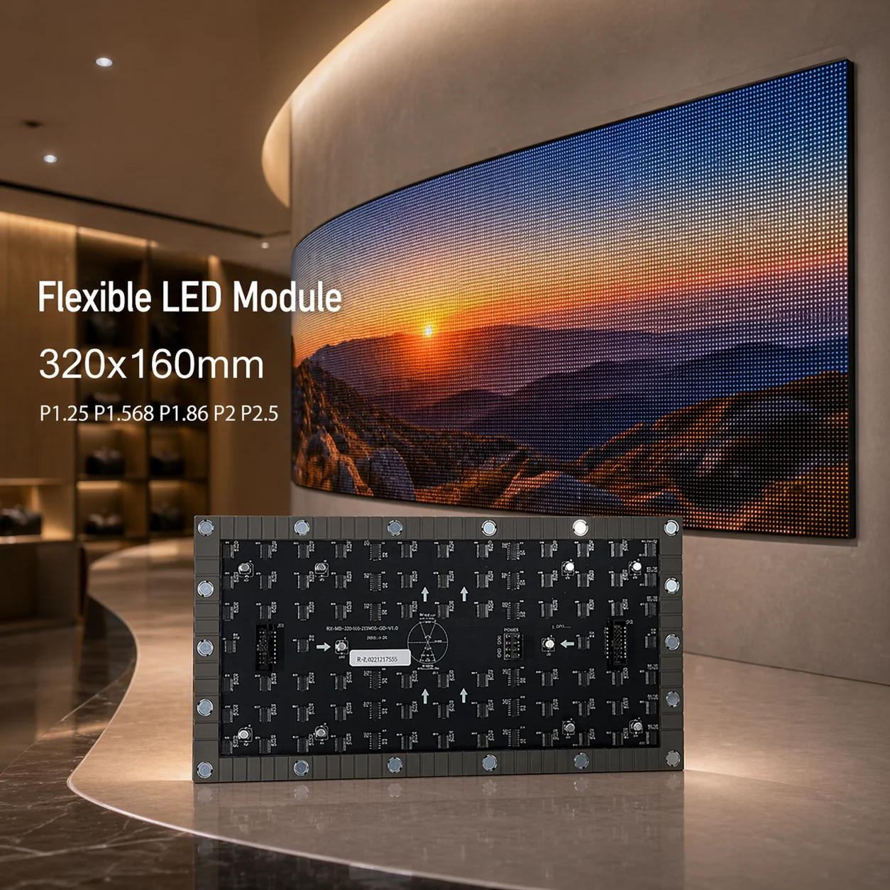 Flexible LED screen panel module Indoor 320*160mm P1.25 P1.568 P1.86 P2 P2.5 RGB Full color Soft LED display panel module