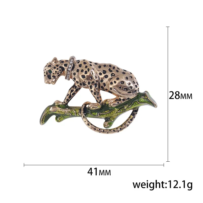 Blucome Antique Alloy Oil Dripping Climbing Cheetah Brooch Fashion New Alloy Animal Accessories Pin