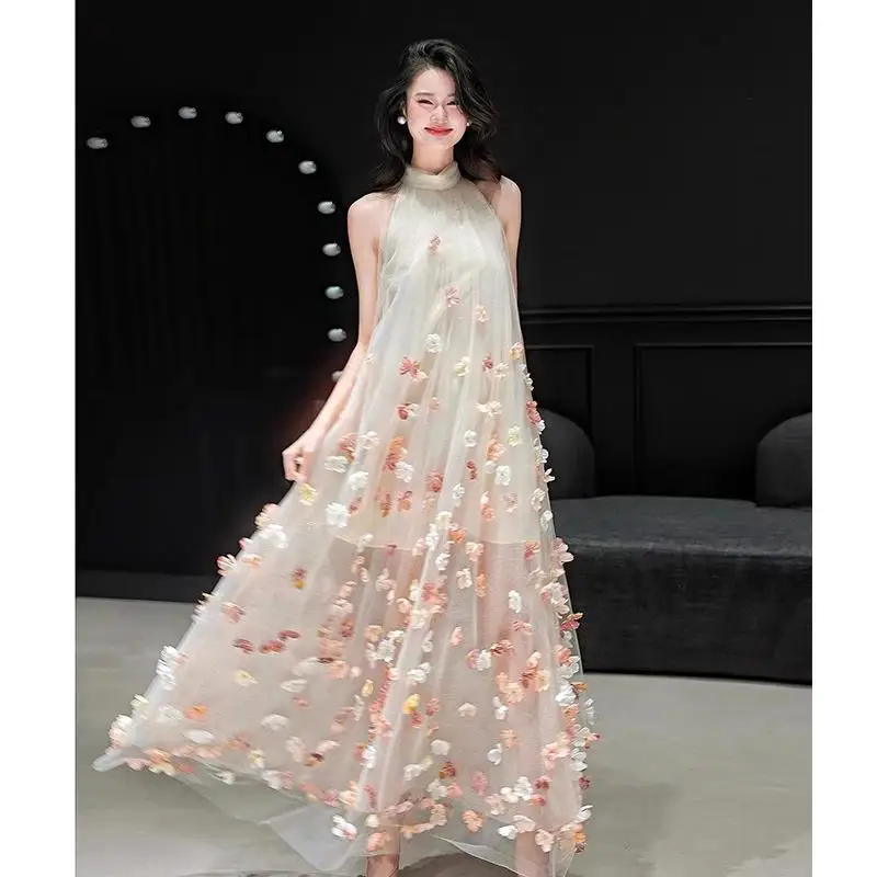 

Свадебное платье с цветочным принтом для женщин, высококачественное свадебное платье с лямкой на шее, простое корейское свободное обручальное платье для девочек с утренним потом