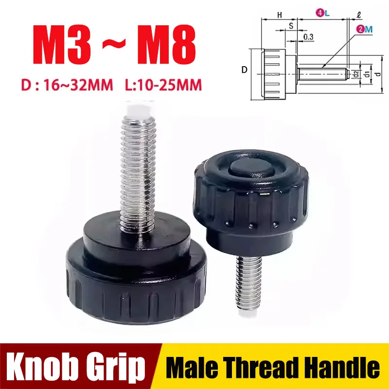 

1pcs Knob With Cushion Black NBMP 3mm 4mm 5mm 6mm 8-16/20/25/32mm With Gear Block Handle HAV96-M3 M4 M5 M6 M8 Knob Grip Handles