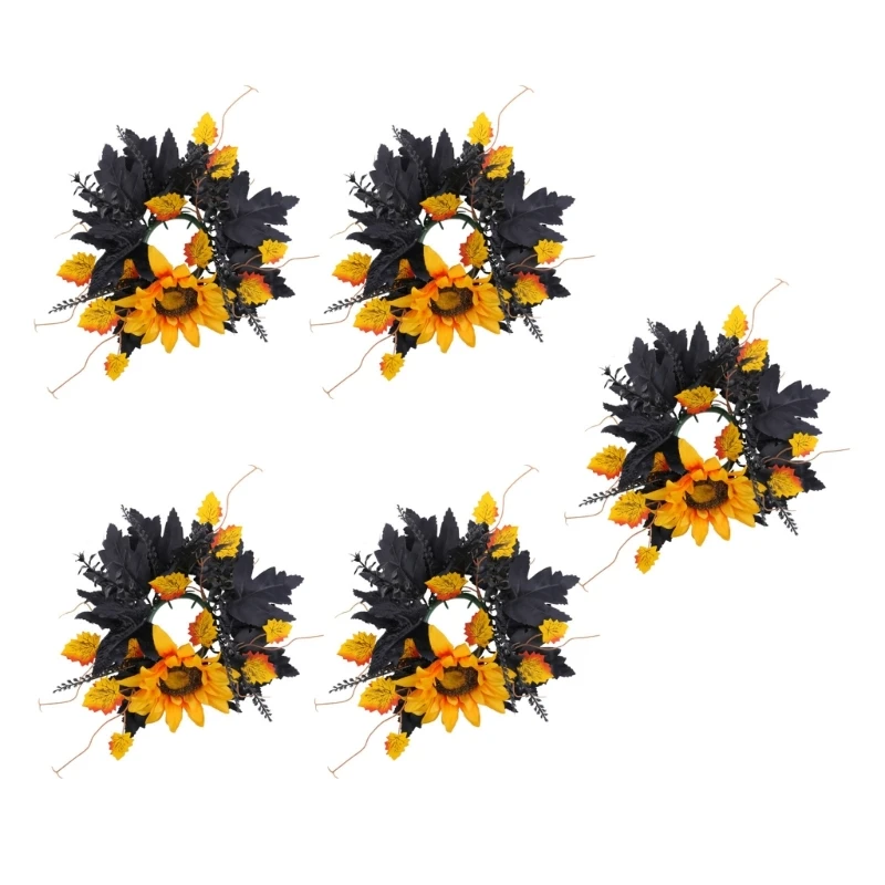 2024 New 5Pcs Enchanting Halloween Holder Rings with Flowers for Mystical Space