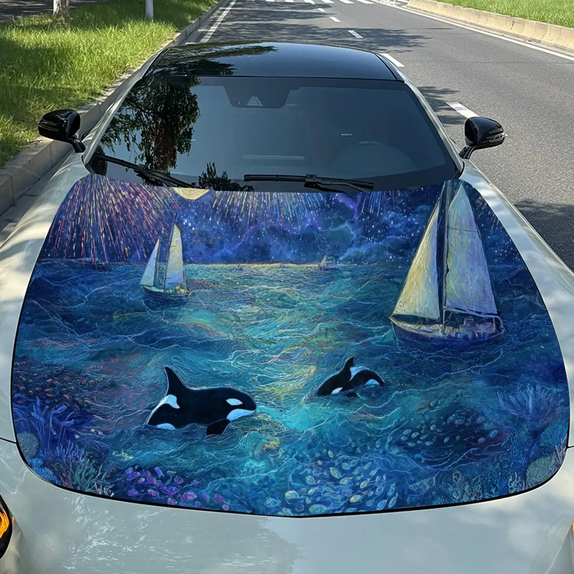 

Мирное море — наклейки на капот автомобиля Orca — самоклеящаяся, водонепроницаемая и прочная виниловая пленка, украшение и защита вашего автомобиля, подходит для