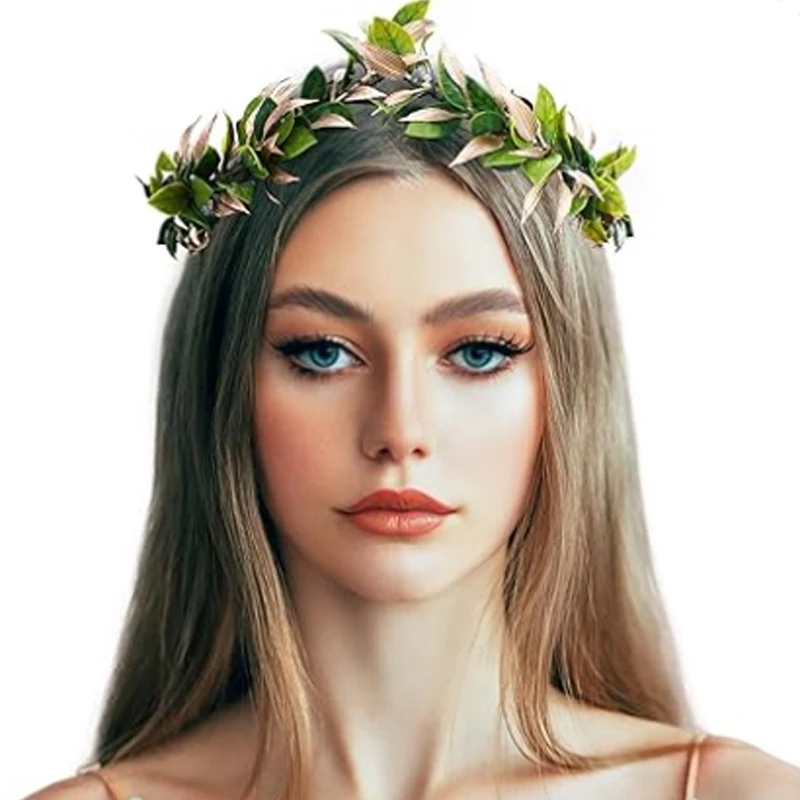

Green Woodland Laurel Crown - Roman Leaf Headpiece Godess King Headband for Halloween Renaissance Renfaire Cosplay Toga Costume