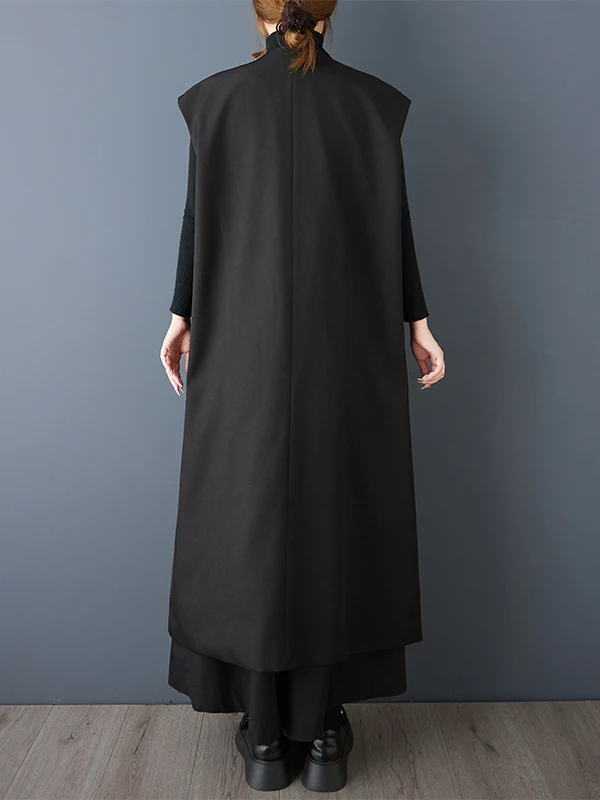 Slimming Double Layer Bla Long Vest Simple Sle Spring Autumn New Arrival k Sle Women's Faionable All-Match Open Ca...