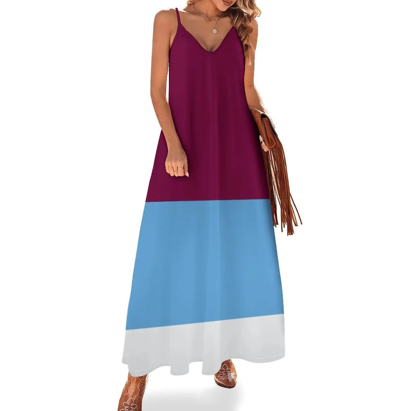 

Burnley Claret, Blue and White Tricolour Sleeveless Dress dresses korean style women's dresses luxury prom dress Dress