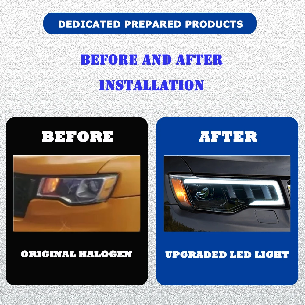 التصميم LED المصابيح الأمامية ل جيب جراند شيروكي 14-22 كامل led DRL سيارة رئيس مجموعة مصابيح إشارة اكسسوارات السيارات تعديل مصباح