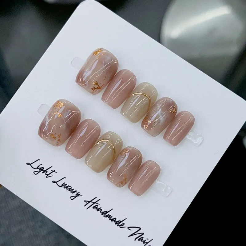 

Handmade Nail Press on For Women Japanese High Quality Stickers for Nails Short Ballet Aesthetic False Nails with Box and Tools