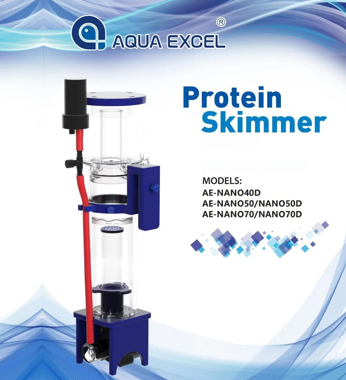 DC12V Aqua Excel Nano 40D 50D 70D Mini Protein Skimmer for Reef Aquariums