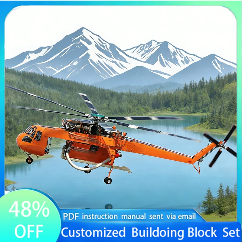 

New 453PCS MOC Sikorsky S64 Skycrane Aerial Firefighting Helicopter DIY Assembled Educational Creative Children Toys Xmas Gifts