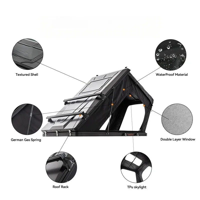High Quality PrimeSelect Triangle Aluminum Hard Shell Rooftop Tent Leak Resistant For Offgrid Outdoor Camping