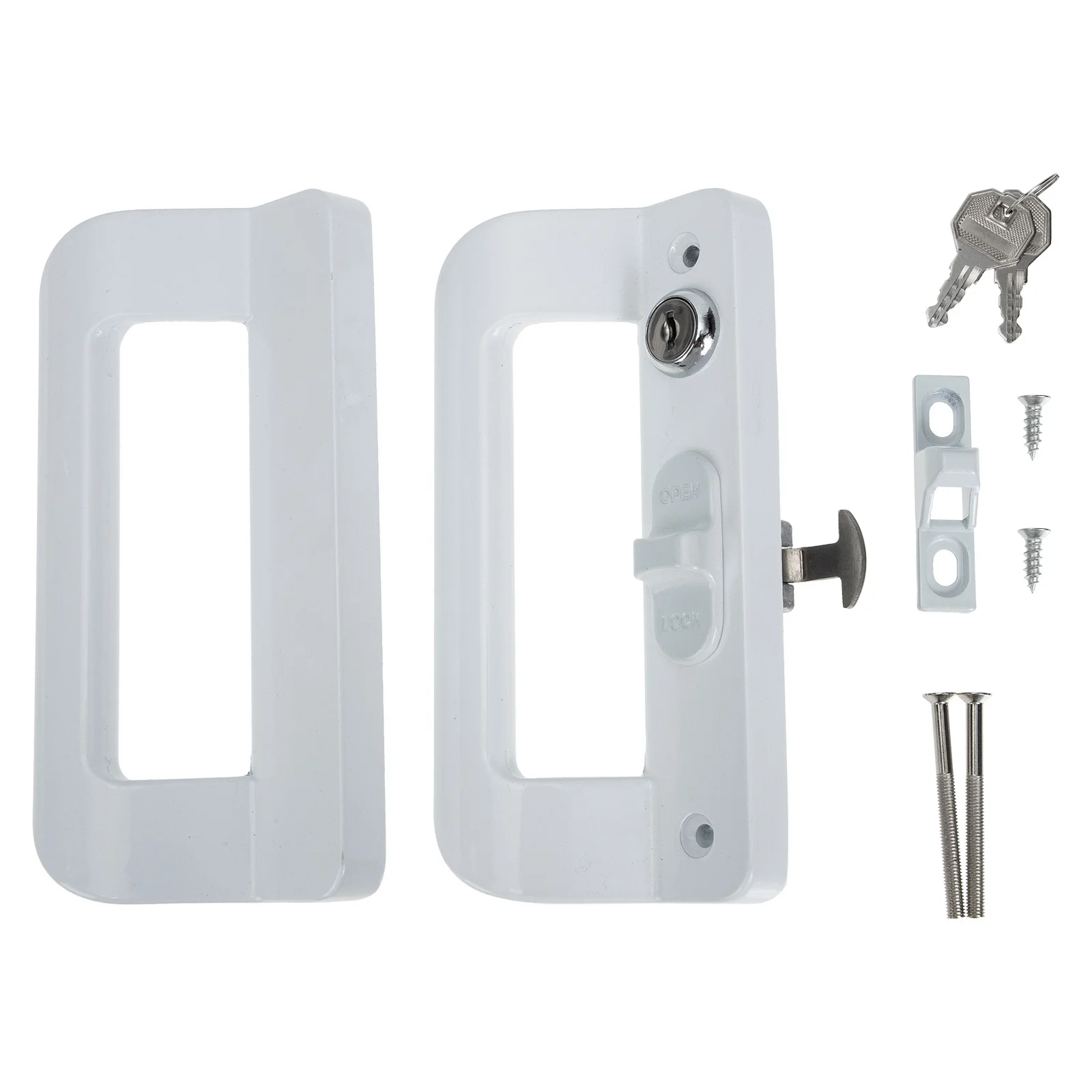1Set Gagang Kunci Pintu Geser Bahan Aluminium Alloy, Pengganti Pintu Kaca Geser Tugas Berat untuk Patio, Gudang, Lemari