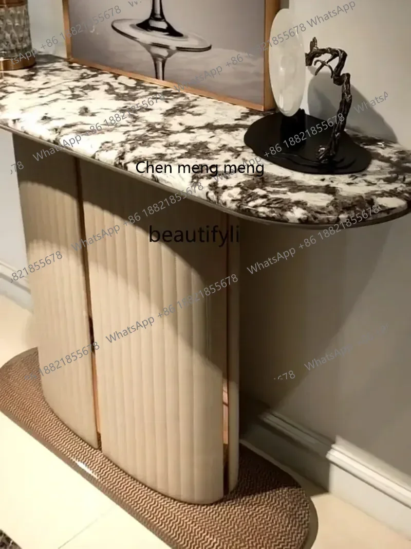 Italian Light Luxury Console Hotel Lobby Corridor Marble Side View Luxury Stone Console Tables